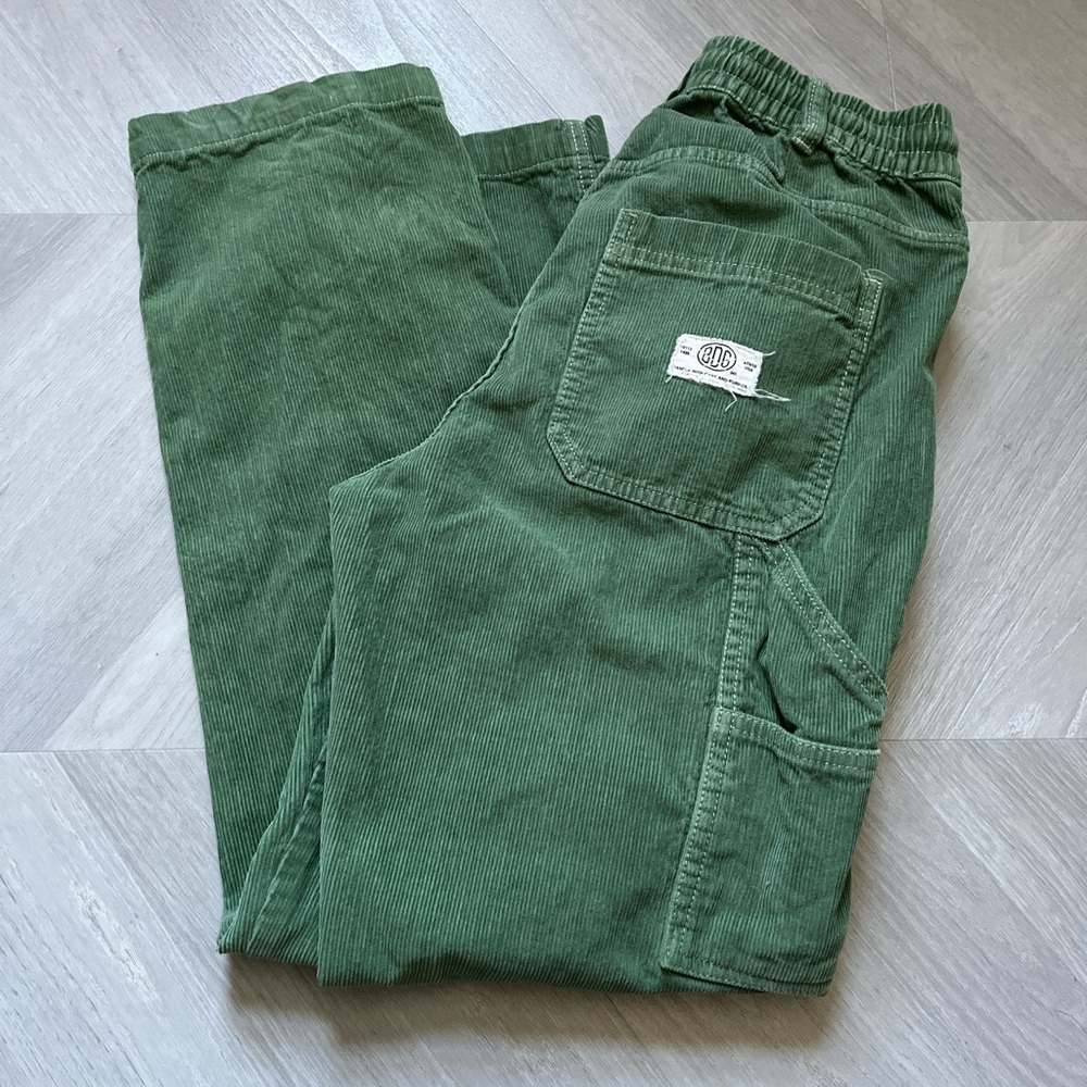 UO BDG corduroy carpenter pants with adjustable drawstring waist in green